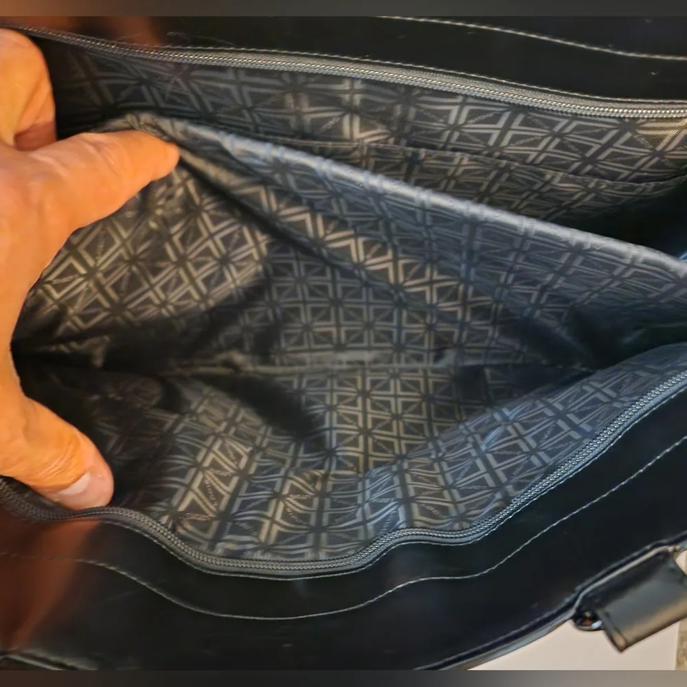 Lodis Black Leather Top-Handle Tote